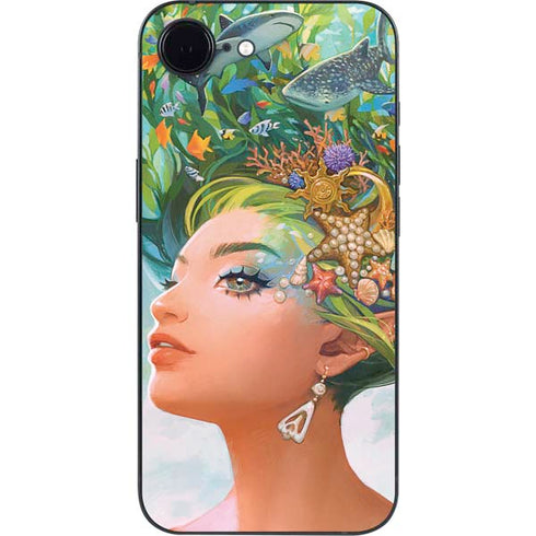Mermaid with Sea Stars in Her Hair by Ivy Dolamore iPhone 16e Skin